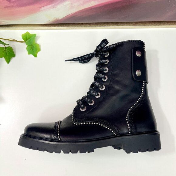 ZADIG & VOLTAIRE Joe Ankle Boots Leather in Black Size 37 / US 6 - Picture 10 of 16